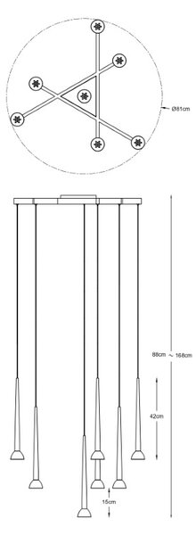 LED závesné svietidlo 3850 lm 3000K zlaté Zuma Line BOSTON P0603-07C-SDB1
