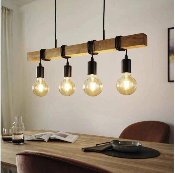 Eglo 33378 - LED Luster na lanku TOWNSHEND 4xE27/4W/230V 2200K béžová/čierna