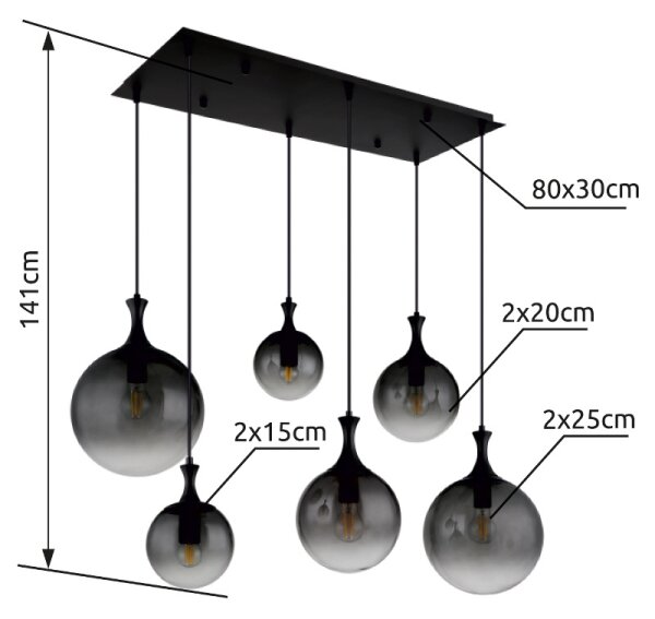 Globo 15885-6H - Luster na lanku DALTON 6xE27/10W/230V