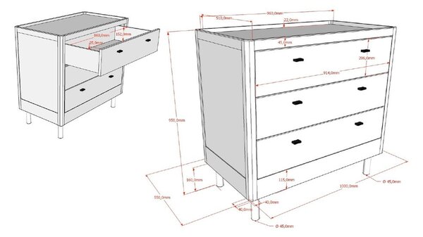 Detská komoda z dubového dreva v prírodnej farbe 100x95x55 cm Forrest – Vipack