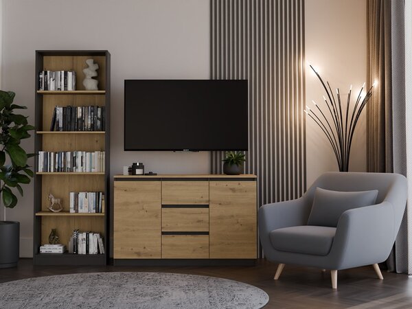 TP Living Komoda TWO DEE 120 cm antracitová/dub artisan