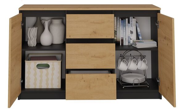 TP Living Komoda TWO DEE 120 cm antracitová/dub artisan