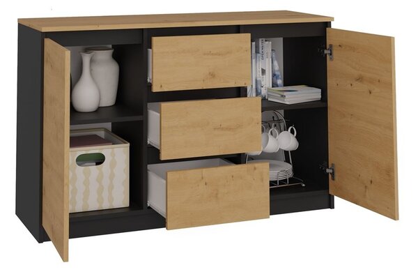 TP Living Komoda TWO DEE 120 cm antracitová/dub artisan