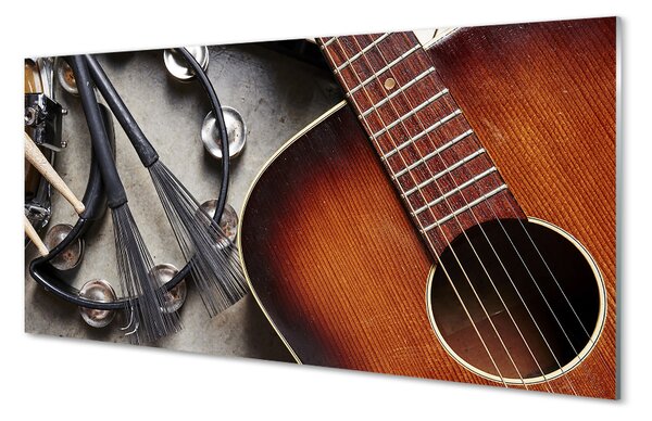 Sklenený obklad do kuchyne Gitara Mikrofón tyčinky 100x50 cm