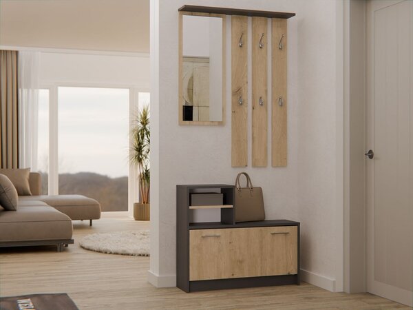 TP Living Predsieňová stena GARDE 85 cm antracit/dub artisan