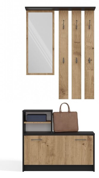 TP Living Predsieňová stena GARDE 85 cm antracit/dub artisan