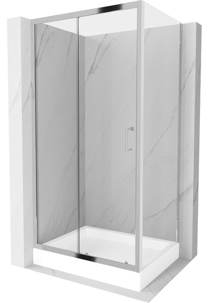 Mexen Apia posuvná sprchová kabína 100 x 80 cm, transparentná, chróm + sprchová vanička Rio - 840-100-080-01-00-4510