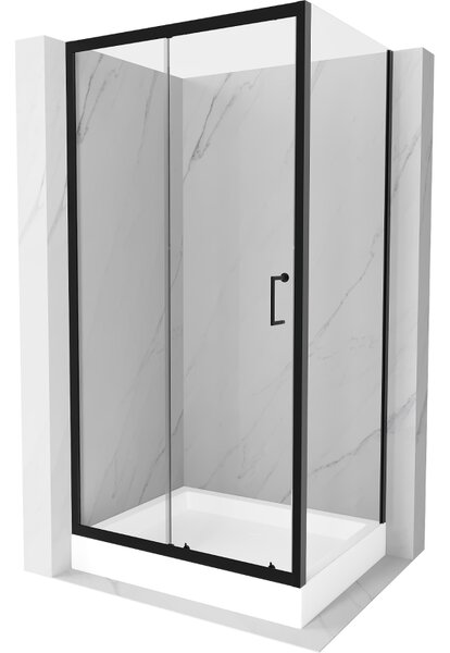 Mexen Apia sprchový kút posuvný 100 x 80 cm, transparentný, čierny + sprchová vanička Rio - 840-100-080-70-00-4510