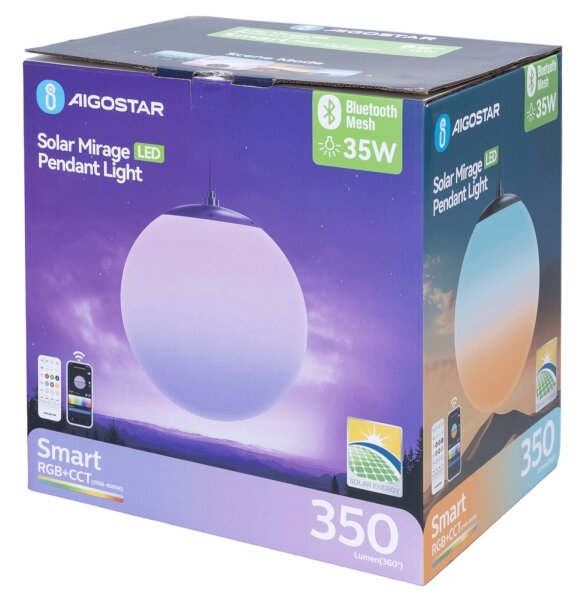 Aigostar-LED RGBW Solárny luster MESH 35W/3,7V 8000 mAh 2700K-6500K IP65 pr. 30 cm