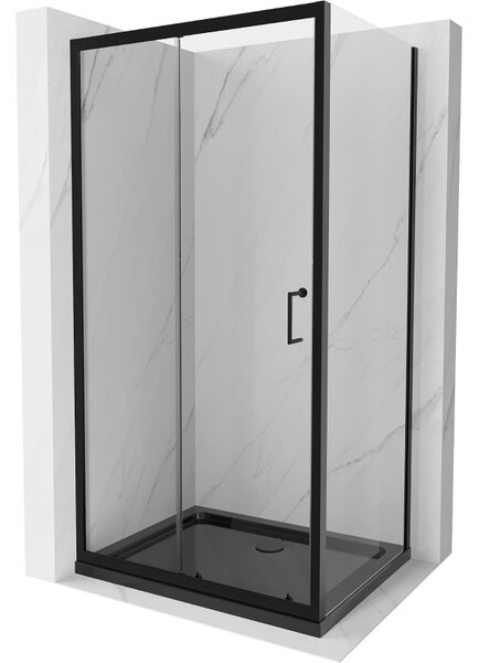 Mexen Apia posuvná sprchová kabína 90 x 70 cm, transparentná, čierna + vanička Flat, čierna - 840-090-070-70-00-4070B