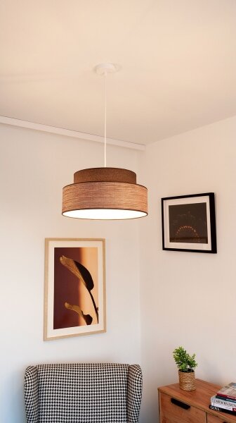 Luster na lanku GRACE 1xE27/60W/230V pr. 40 cm hnedá/béžová