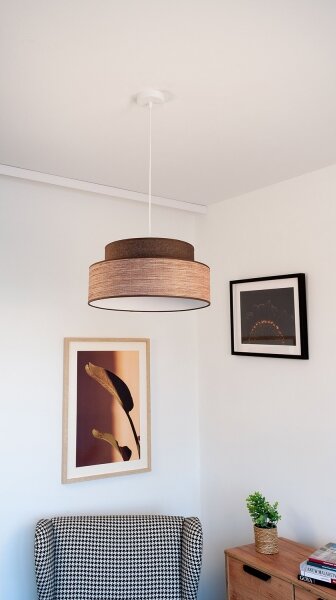 Luster na lanku GRACE 1xE27/60W/230V pr. 40 cm hnedá/béžová