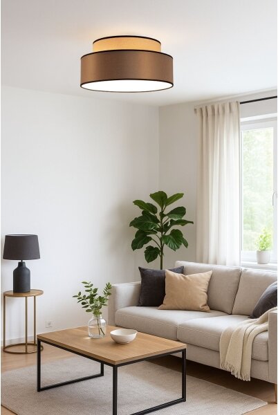 Stropné svietidlo GRACE 1xE27/60W/230V pr. 40 cm béžová/hnedá
