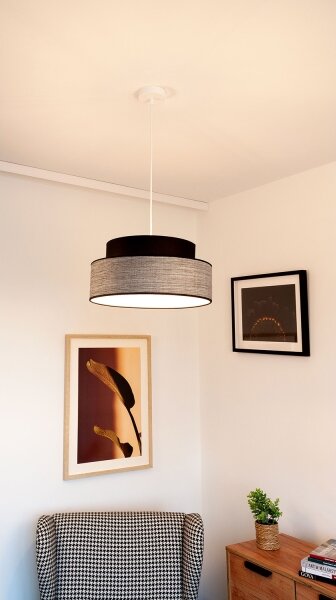 Luster na lanku GRACE 1xE27/60W/230V pr. 40 cm čierna/šedá