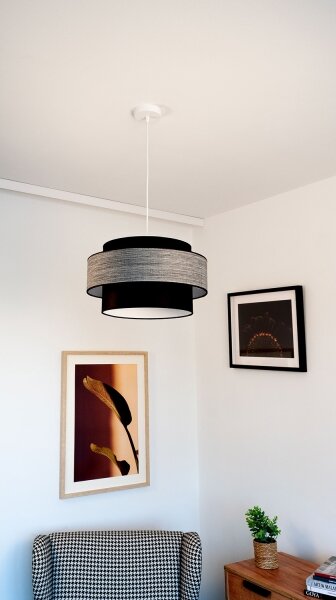 Luster na lanku GRACE 1xE27/60W/230V pr. 40 cm čierna/šedá