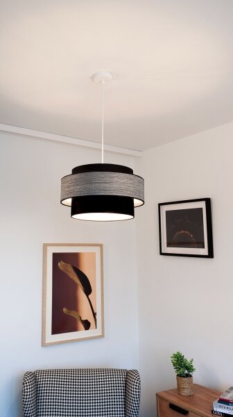 Luster na lanku GRACE 1xE27/60W/230V pr. 40 cm čierna/šedá