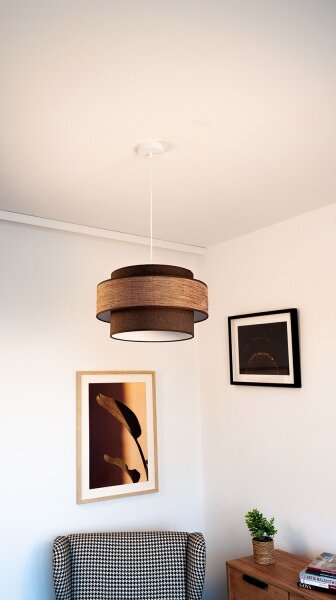 Luster na lanku GRACE 1xE27/60W/230V pr. 40 cm hnedá/béžová