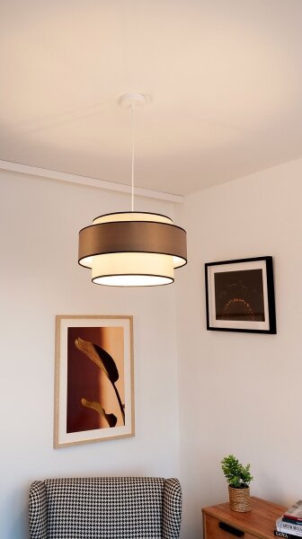Luster na lanku GRACE 1xE27/60W/230V pr. 40 cm krémová/hnedá