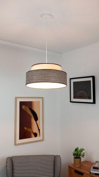 Luster na lanku GRACE 1xE27/60W/230V pr. 40 cm krémová/hnedá
