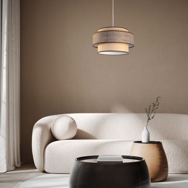 Luster na lanku GRACE 1xE27/60W/230V pr. 40 cm béžová/hnedá