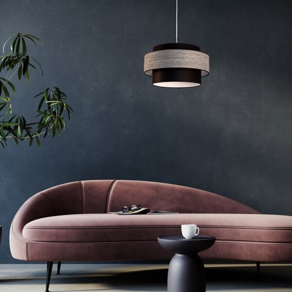 Luster na lanku GRACE 1xE27/60W/230V pr. 40 cm čierna/šedá