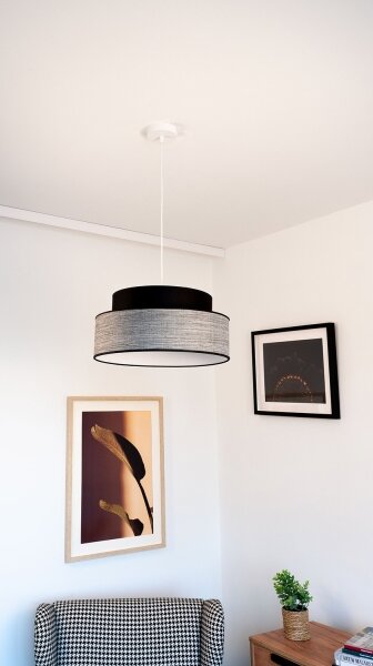 Luster na lanku GRACE 1xE27/60W/230V pr. 40 cm čierna/šedá
