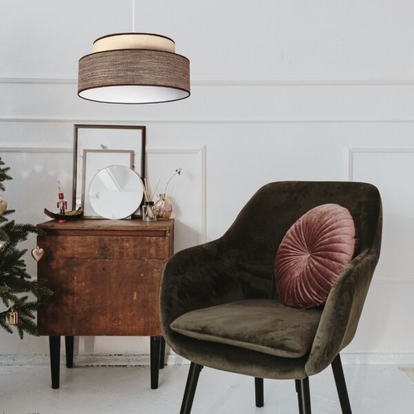 Luster na lanku GRACE 1xE27/60W/230V pr. 40 cm krémová/hnedá