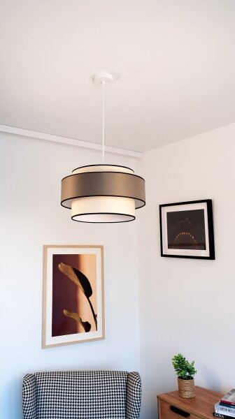 Luster na lanku GRACE 1xE27/60W/230V pr. 40 cm krémová/hnedá