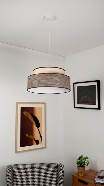 Luster na lanku GRACE 1xE27/60W/230V pr. 40 cm krémová/hnedá