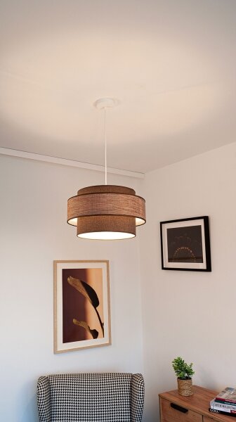 Luster na lanku GRACE 1xE27/60W/230V pr. 40 cm hnedá/béžová