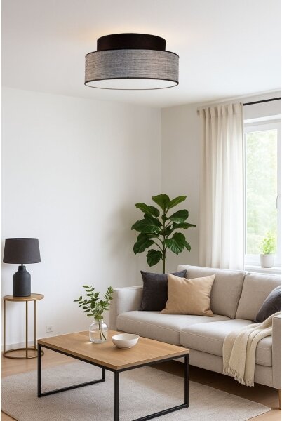 Stropné svietidlo GRACE 1xE27/60W/230V pr. 40 cm čierna/šedá