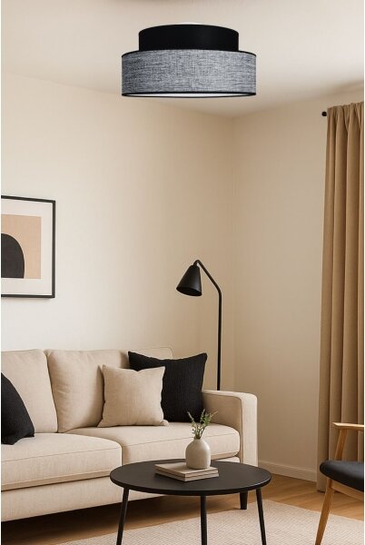 Stropné svietidlo GRACE 1xE27/60W/230V pr. 40 cm čierna/šedá