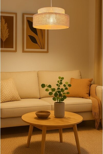 Luster na lanku BOHO 1xE27/60W/230V pr. 40 cm ratan