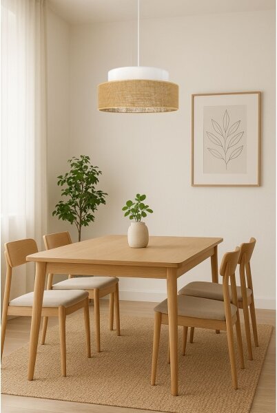 Luster na lanku BOHO 1xE27/60W/230V pr. 40 cm biela/béžová