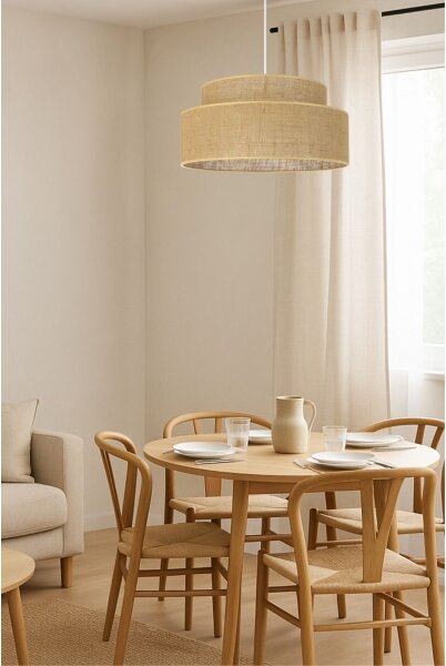 Luster na lanku BOHO 1xE27/60W/230V pr. 40 cm béžová