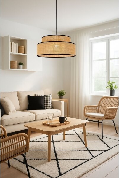 Luster na lanku BOHO 1xE27/60W/230V pr. 40 cm béžová