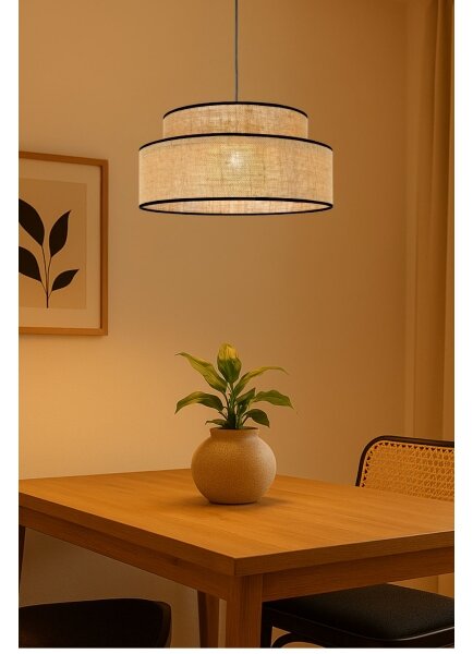 Luster na lanku BOHO 1xE27/60W/230V pr. 40 cm béžová