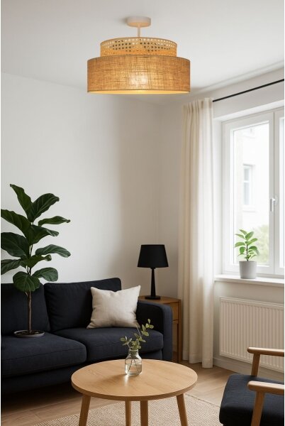 Prisadený luster BOHO 1xE27/60W/230V pr. 40 cm ratan