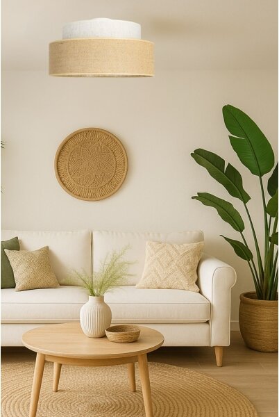 Stropné svietidlo BOHO 1xE27/60W/230V pr. 40 cm krémová/béžová