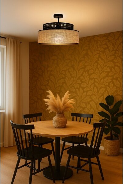 Prisadený luster BOHO 1xE27/60W/230V pr. 40 cm čierna/ratan