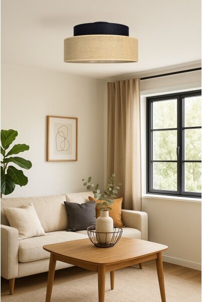 Stropné svietidlo BOHO 1xE27/60W/230V pr. 40 cm čierna/béžová