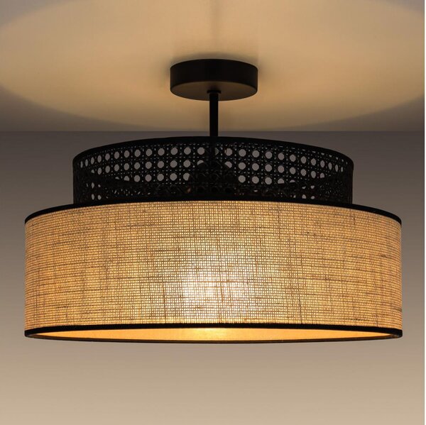 Prisadený luster BOHO 1xE27/60W/230V pr. 40 cm čierna/ratan