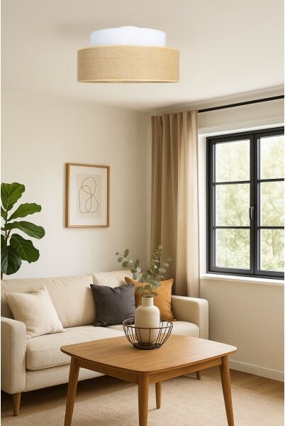 Stropné svietidlo BOHO 1xE27/60W/230V pr. 40 cm biela/béžová