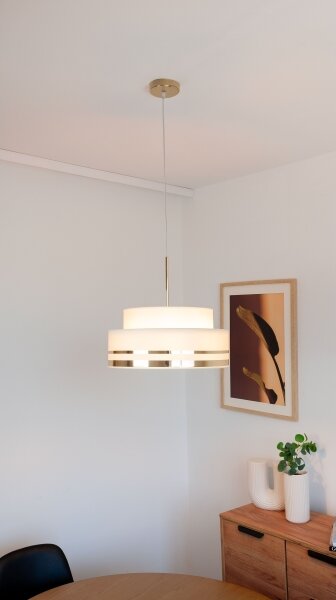 Luster na lanku TAMI 1xE27/60W/230V pr. 40 cm béžová/zlatá