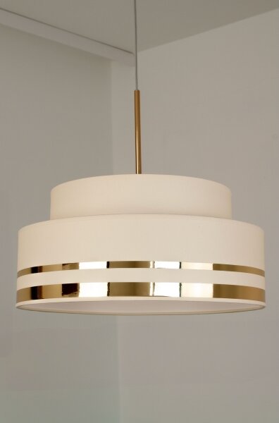 Luster na lanku TAMI 1xE27/60W/230V pr. 40 cm béžová/zlatá