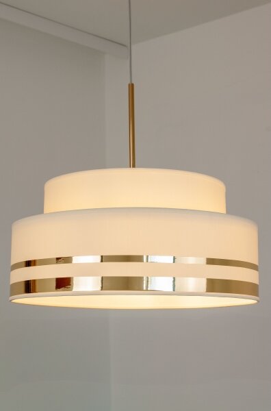Luster na lanku TAMI 1xE27/60W/230V pr. 40 cm béžová/zlatá