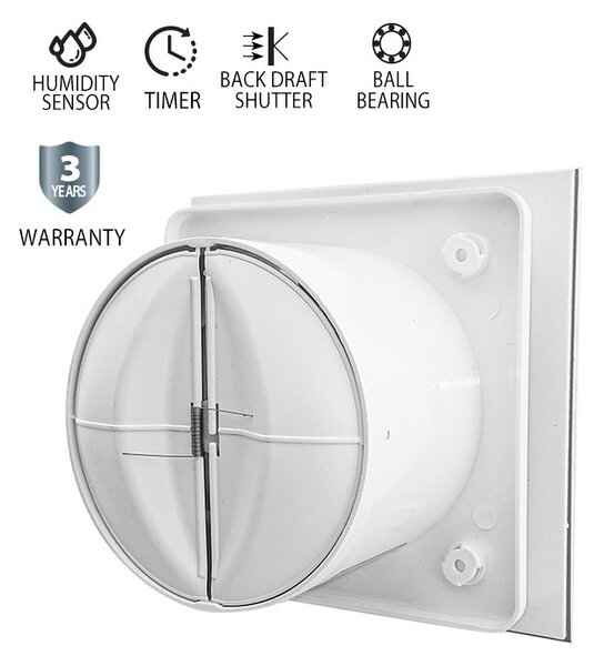 Ventilátor VENTI-GL100S, 12 W, IP54, čierny (VENTI-GL100S GLASS 12W BL)