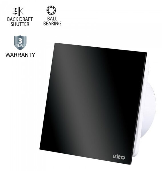 Ventilátor VENTI-GL120, 15 W, IP54, biely s dekorom čierna (VENTI-GL120 GLASS 15W SHUTTER BL)