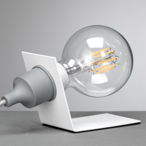 ONLI - Stolná lampa WIRE 1xE27/15W/230V 9 cm šedá/biela