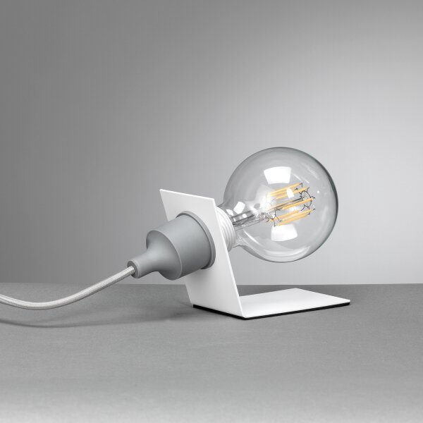 ONLI - Stolná lampa WIRE 1xE27/15W/230V 9 cm šedá/biela